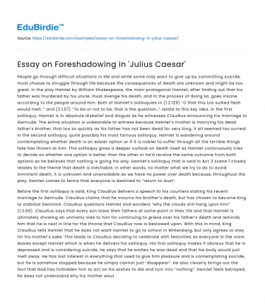 Essay on Foreshadowing in ‘Julius Caesar’