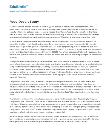 Food Desert Essay