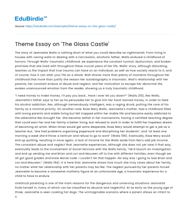 Theme Essay on ‘The Glass Castle’