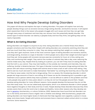 How And Why People Develop Eating Disorders