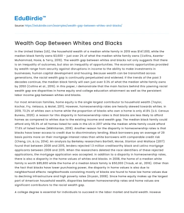 Wealth Gap Between Whites and Blacks