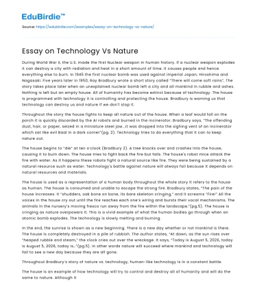 Essay on Technology Vs Nature