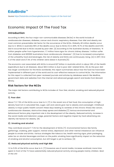 The Economic Ramifications of Food Taxation