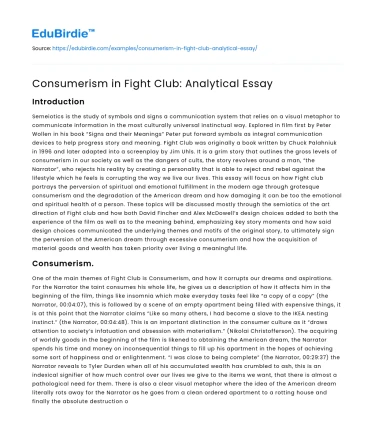 Consumerism in Fight Club: Analytical Essay