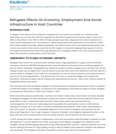 Refugees’ Impact on Economy and Infrastructure in Host Countries