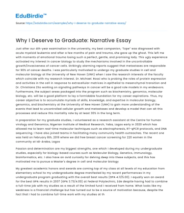 Why I Deserve to Graduate: Narrative Essay