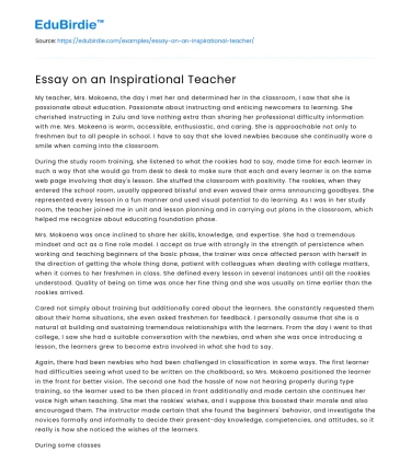 Essay on an Inspirational Teacher