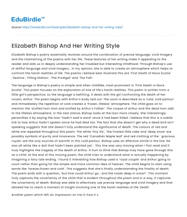 Elizabeth Bishop And Her Writing Style