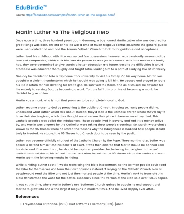 Martin Luther As The Religious Hero