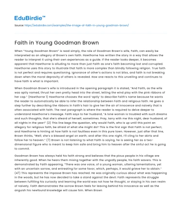 Faith in Young Goodman Brown
