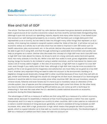 Rise and Fall of GDP