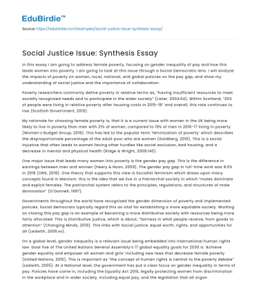 Social Justice Issue: Synthesis Essay