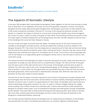 The Aspects Of Nomadic Lifestyle