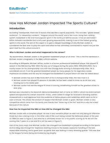 How Has Michael Jordan Impacted The Sports Culture?