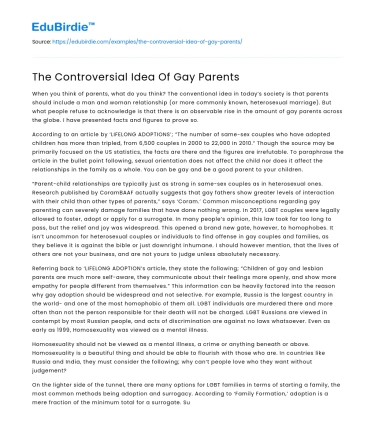 The Controversial Idea Of Gay Parents