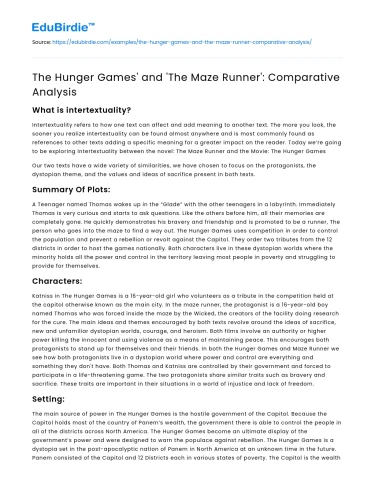 The Hunger Games’ and ‘The Maze Runner’: Comparative Analysis