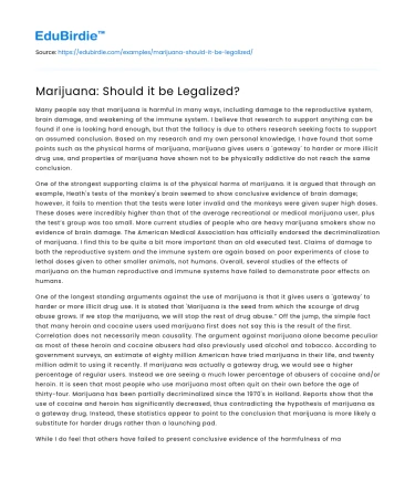 Marijuana: Should it be Legalized?