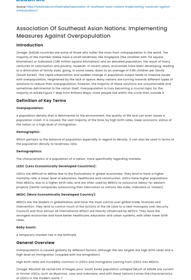 ASEAN: Measures Against Overpopulation