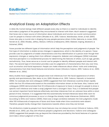 Analytical Essay on Adaptation Effects