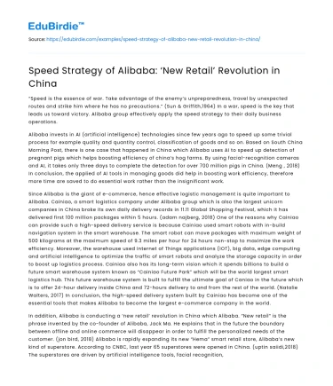 Speed Strategy of Alibaba: ‘New Retail’ Revolution in China