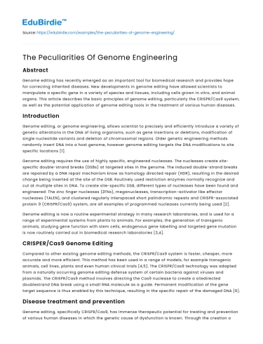 The Peculiarities Of Genome Engineering