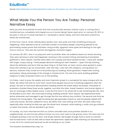 What Made You the Person You Are Today: Personal Narrative Essay