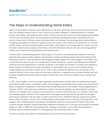 The Steps In Understanding Serial Killers
