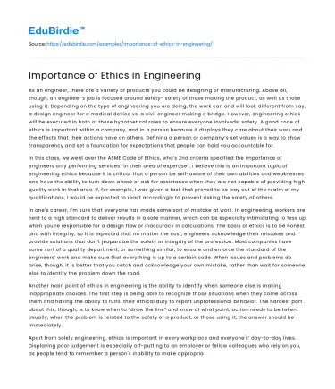 Importance of Ethics in Engineering