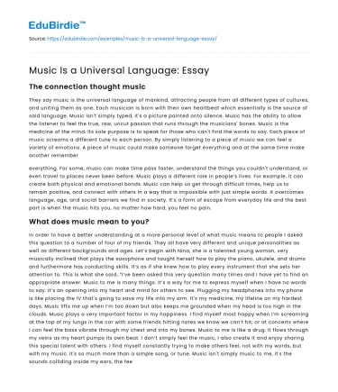 Music Is a Universal Language: Essay