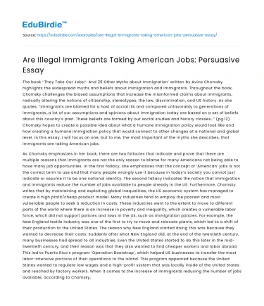 Are Illegal Immigrants Taking American Jobs: Persuasive Essay