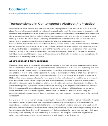 Transcendence in Contemporary Abstract Art Practice