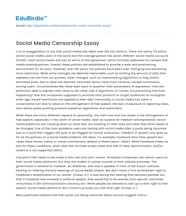 Social Media Censorship Essay
