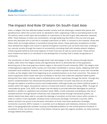 The Influence of Islam in South-East Asia