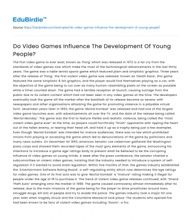 Do Video Games Influence The Development Of Young People?