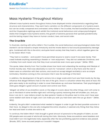 Mass Hysteria Throughout History