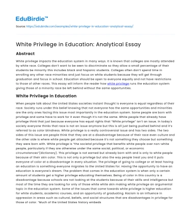 Deconstructing White Privilege in Educational Systems