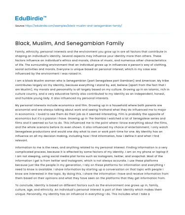 Black, Muslim, And Senegambian Family