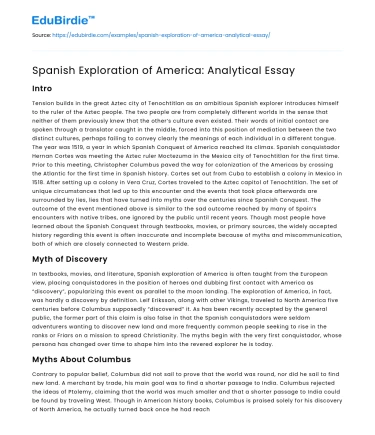 Spanish Exploration of America: Analytical Essay