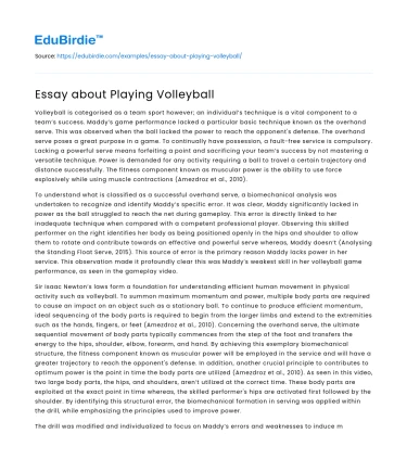 Essay about Playing Volleyball