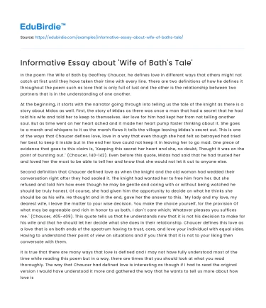 Informative Essay about ‘Wife of Bath’s Tale’