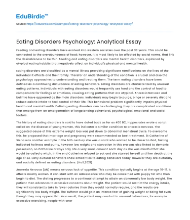 The Psychological Underpinnings of Eating Disorders
