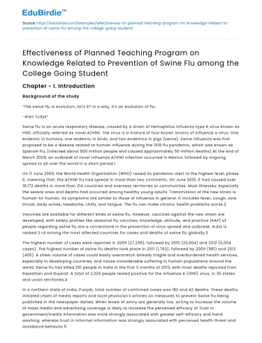 Educational Programs on Swine Flu Awareness