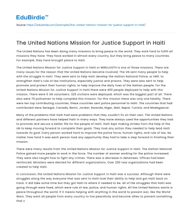 The United Nations Mission for Justice Support in Haiti
