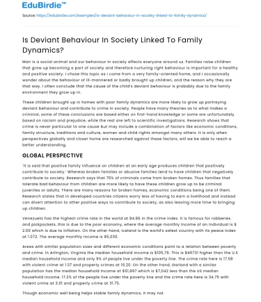 Is Deviant Behaviour In Society Linked To Family Dynamics?