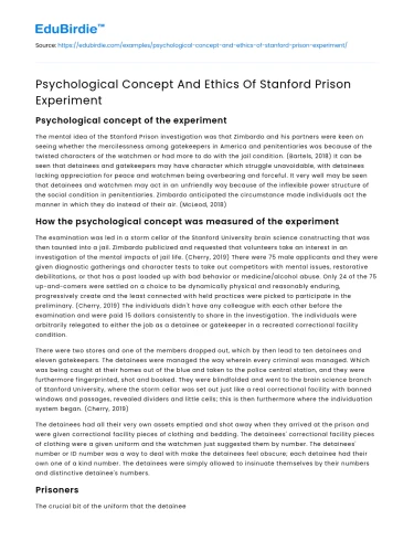 Insights of the Stanford Prison Experiment