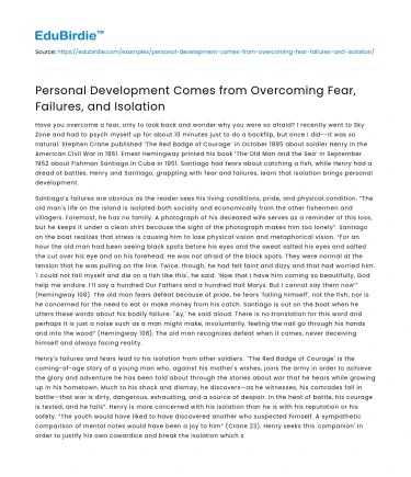 Personal Development Comes from Overcoming Fear, Failures, and Isolation