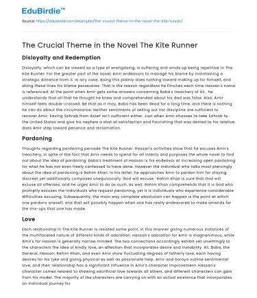The Crucial Theme in the Novel The Kite Runner