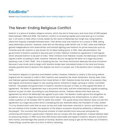 The Never-Ending Religious Conflict