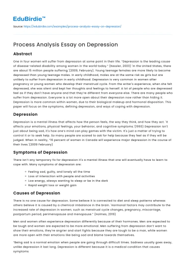 Process Analysis Essay on Depression