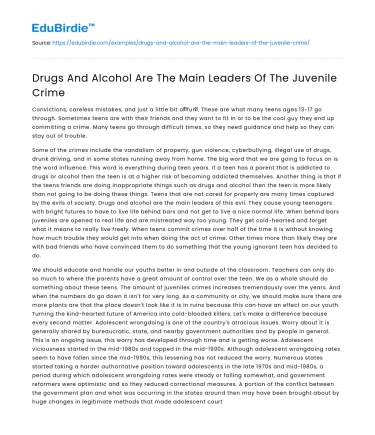 Influence of Substances on Juvenile Delinquency